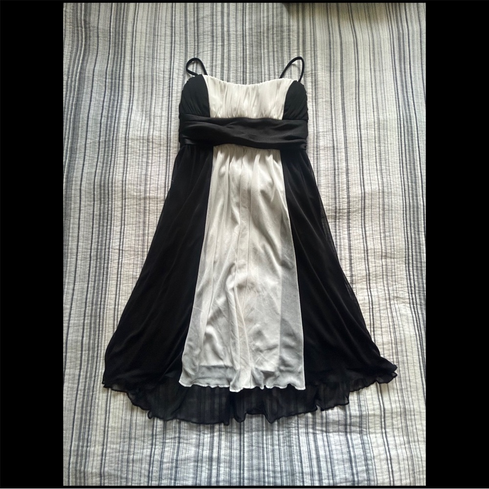 City Studio Black & White Striped Dress